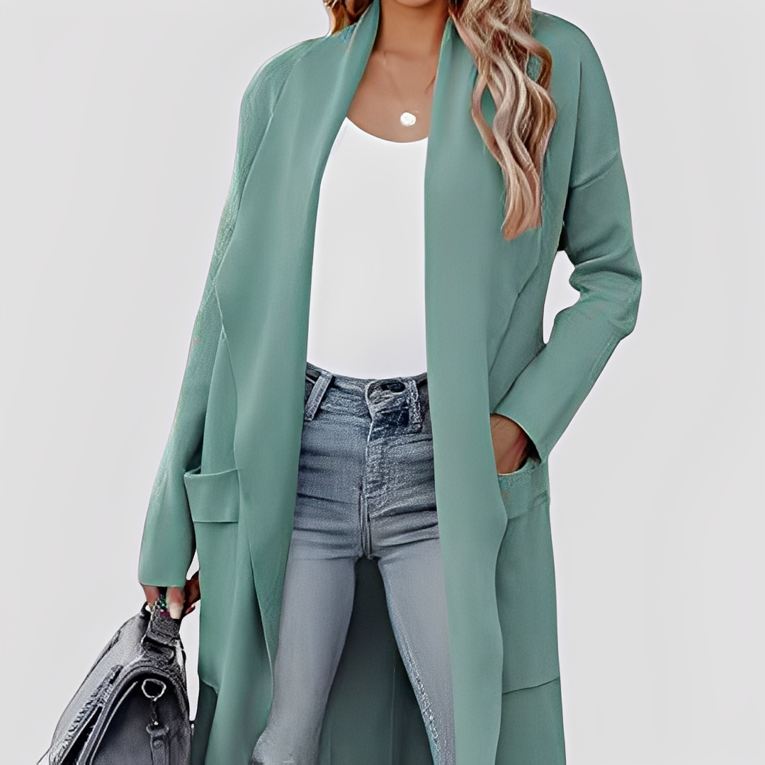 Chantal - Pohodlný dlouhý dámský svetr z tweedu