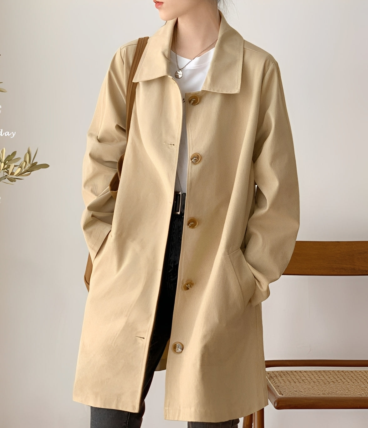 Rachael - Pohodlný jednobarevný trenčkot pro ženy