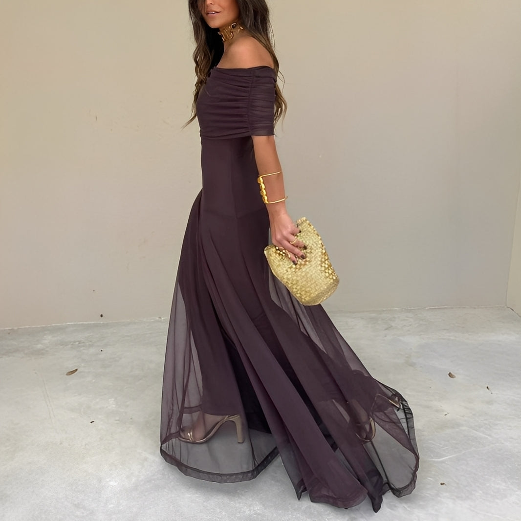 Eunice - Dámské elegantní dlouhé šaty z mesh