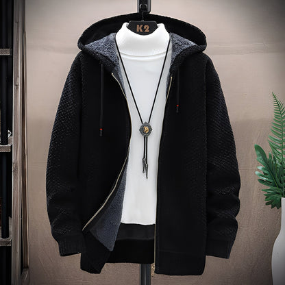 Roni - Moderní pánská pletená mikina s fleecem uvnitř