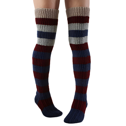 Rhianna - Dámské dlouhé ponožky s pruhy ve stylovém provedení