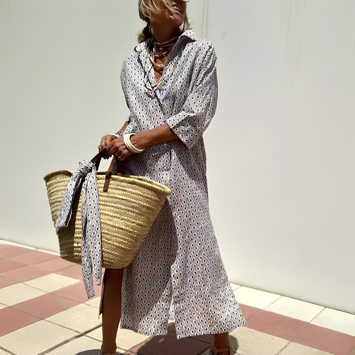 Paulette - Tradiční pruhované dámské košilové šaty