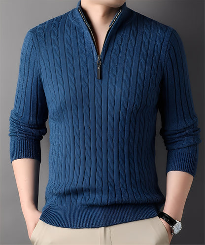Damian - Moderní pletený svetr se zipem pro muže