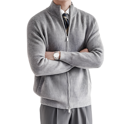 Mark - Klasická pletená bunda s žebrovým vzorem, zahřívací, pro muže