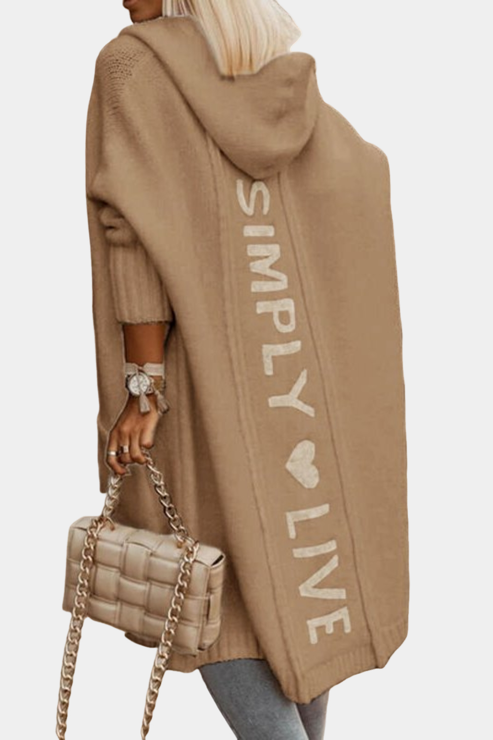 Melyssa - Pohodlná, volná, dlouhá dámská pletená bunda