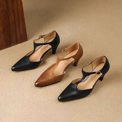 Sophie - Ležérní kožené lodičky s T-páskem pro ženy