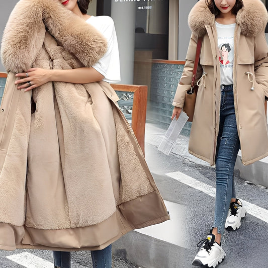 Evette - Stylový, teplý, zateplený dámský kabát s kapucí