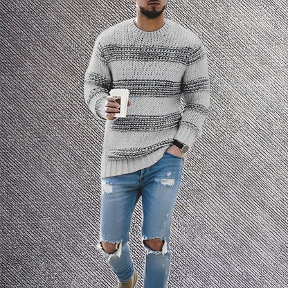 Ronnie - Pánský pruhovaný pletený svetr pro pohodlí