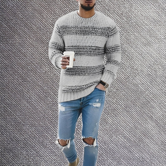 Ronnie - Pánský pruhovaný pletený svetr pro pohodlí