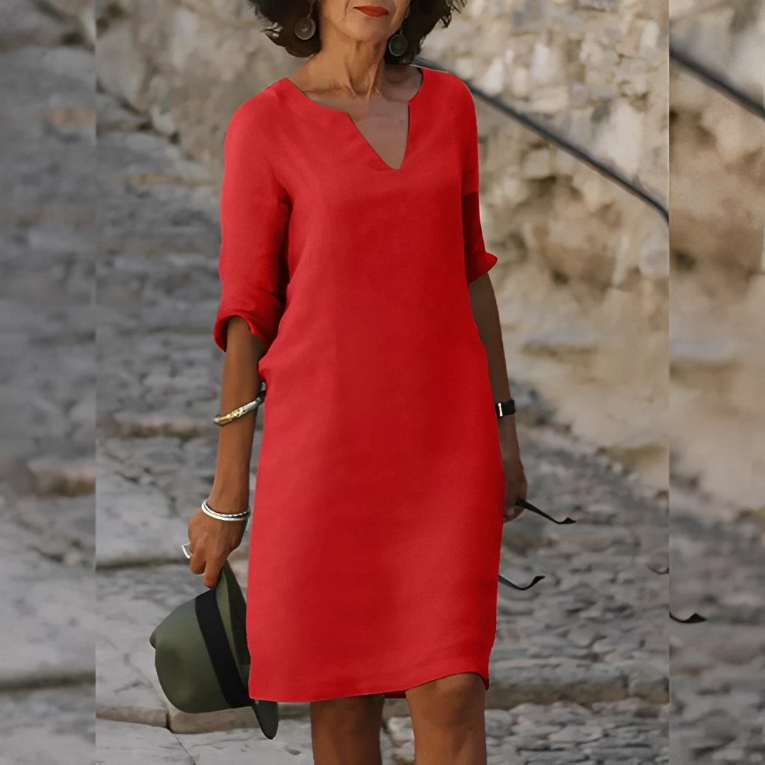 Guilaine - Elegantní dámské šaty s V výstřihem