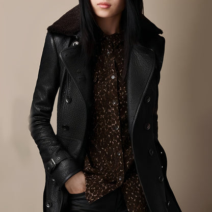 Sylvaine - Stylový dámský kožený kabát