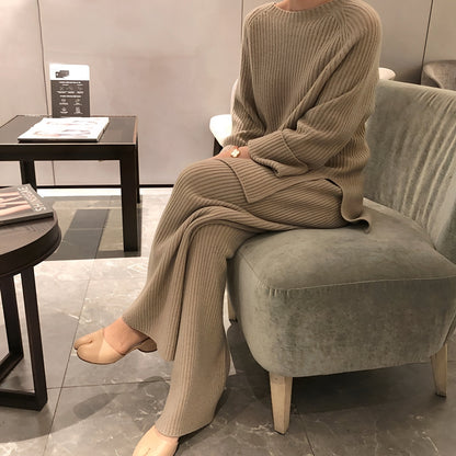 Christine - Pohodlný pletený svetr a kalhoty set pro ženy