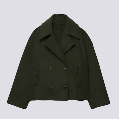 Bethney - Stylový krátký vlněný kabát s reverzním límcem pro ženy