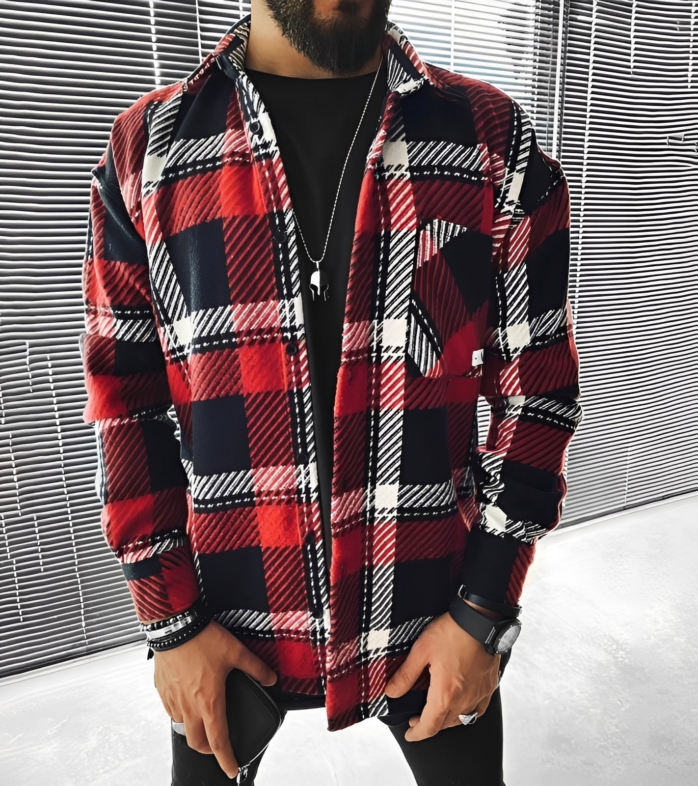 Eugene - Elegantní károvaná košile s dlouhým rukávem pro muže