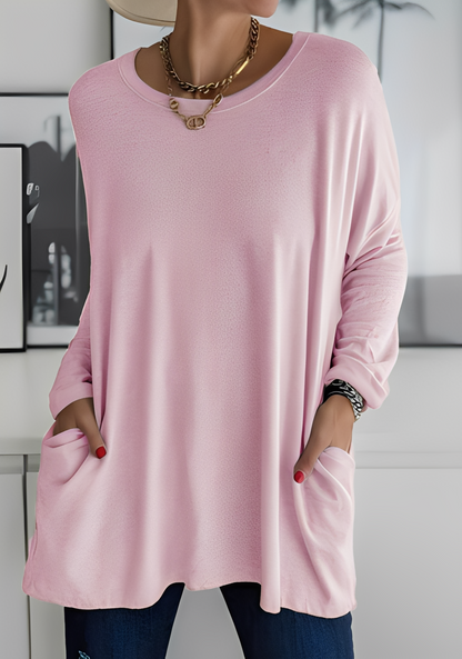 Krystle - Dámský top s dlouhými rukávy a kapsami