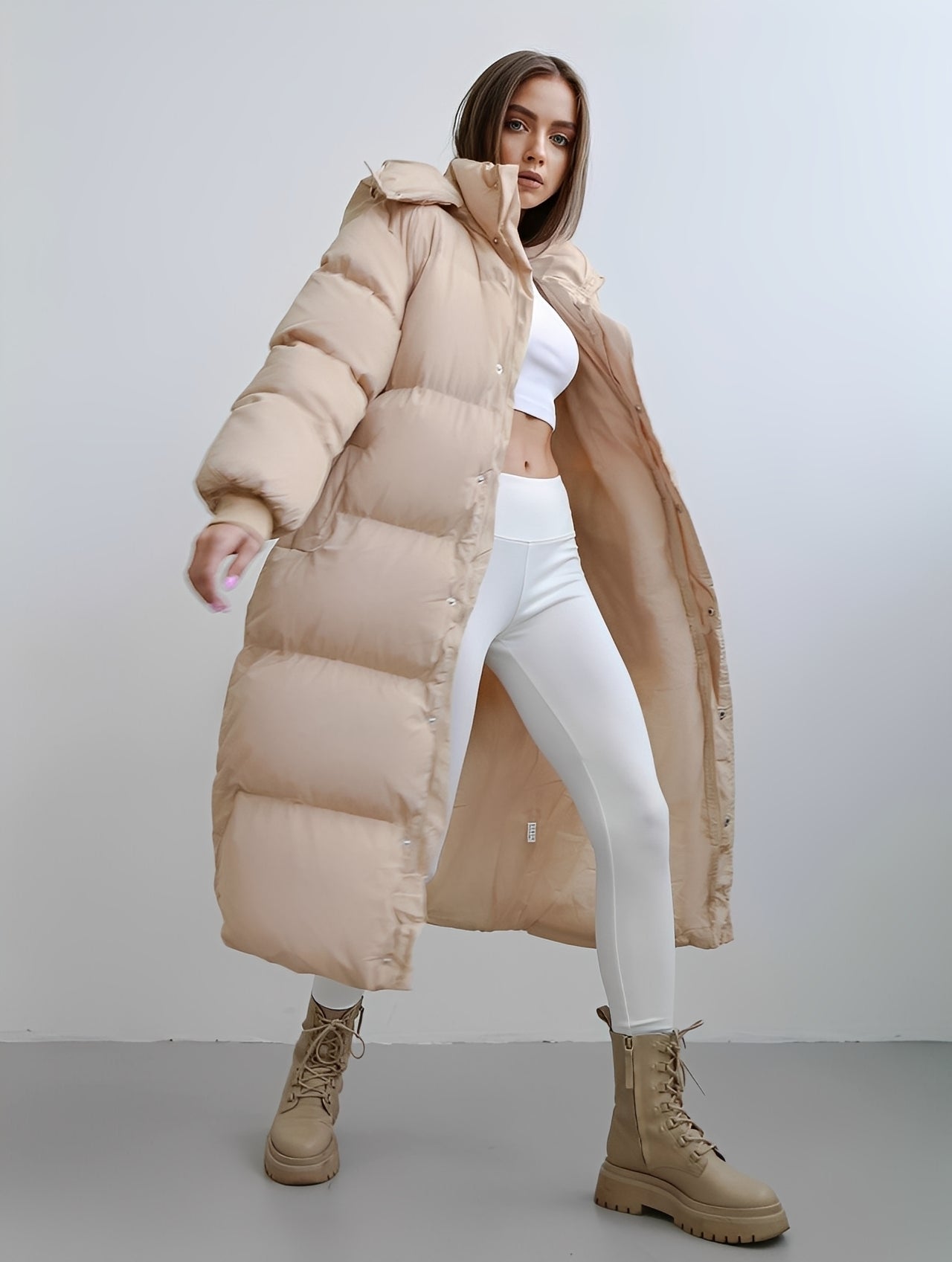 Eloise - Moderní dámský kabát s kapucí, volný střih