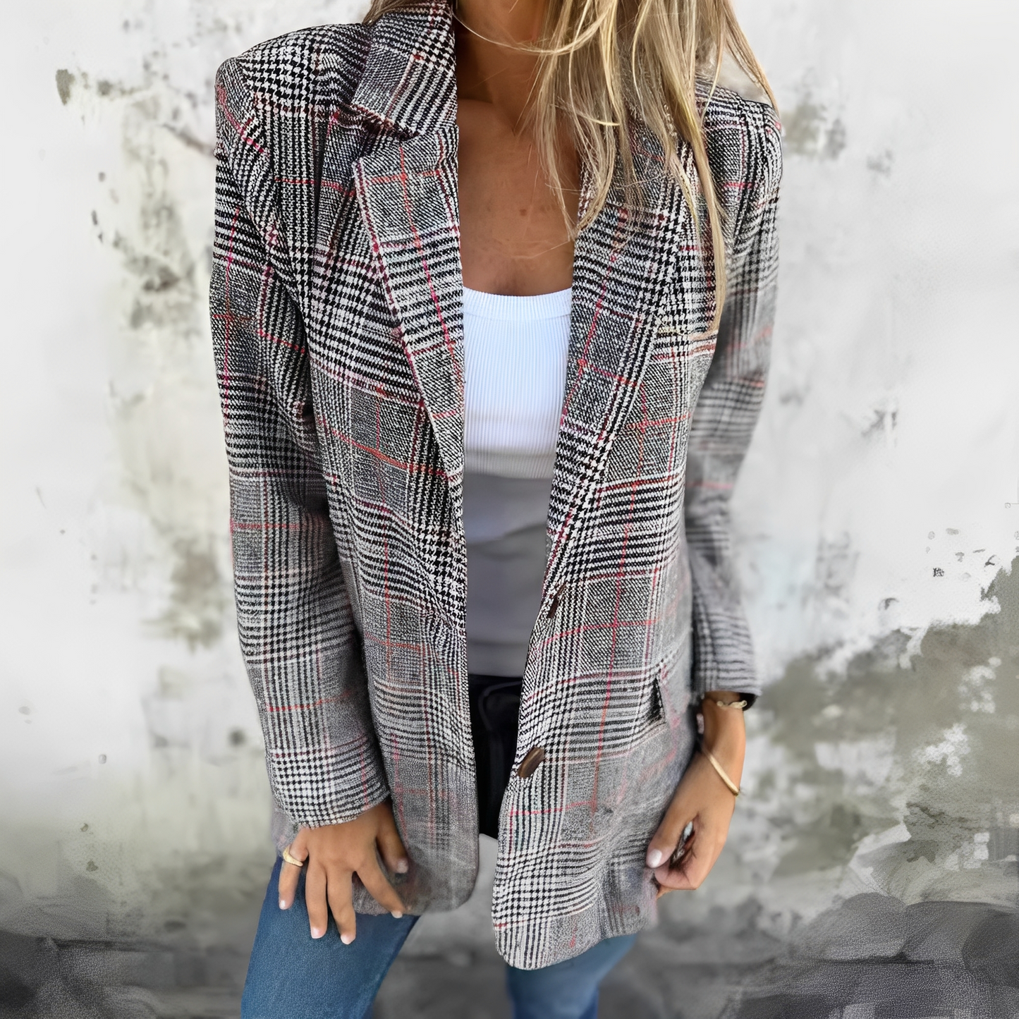 Ellen - Dámské formální sako s kostičkovaným vzorem