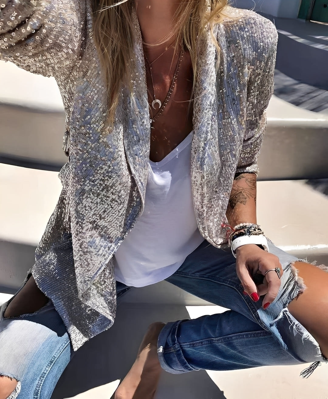 Abigaëlle - Dámské sako s lesklými klopami