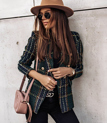 Cheri - Moderní, těsné sako s kostkovaným vzorem pro ženy