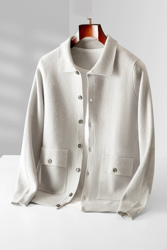 Herbert - Moderní, hustě pletený svetr s kapsami pro muže