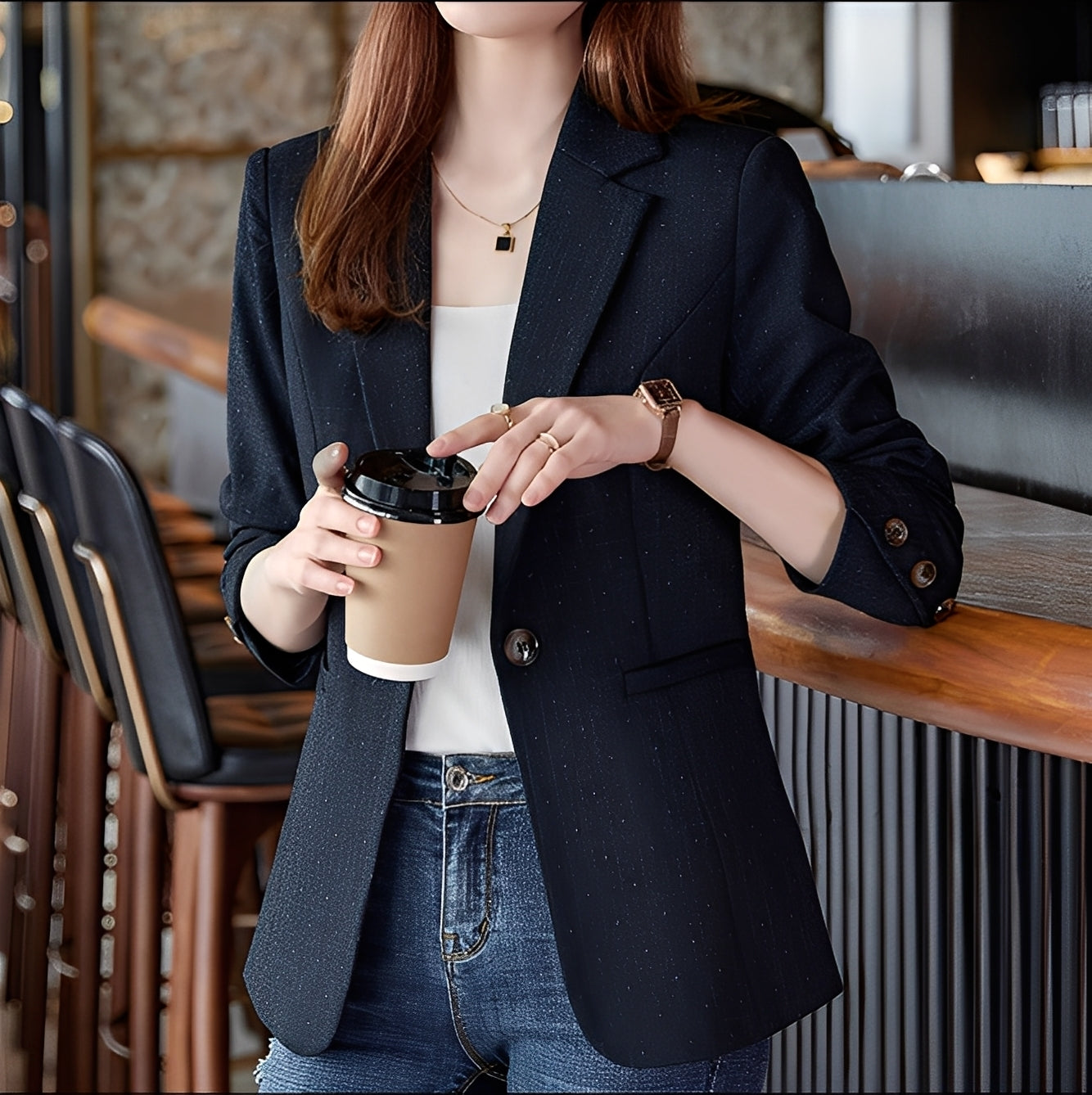 Claudia - Moderní kostkované sako pro ženy