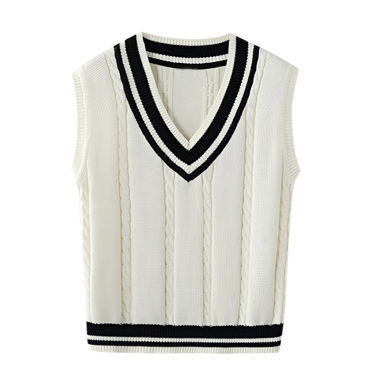 Leona - Tradiční pletená vesta s výstřihem do V pro ženy
