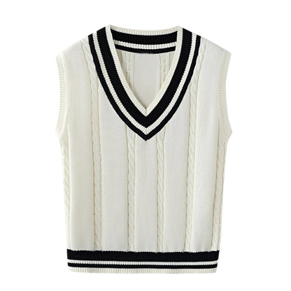Leona - Tradiční pletená vesta s výstřihem do V pro ženy