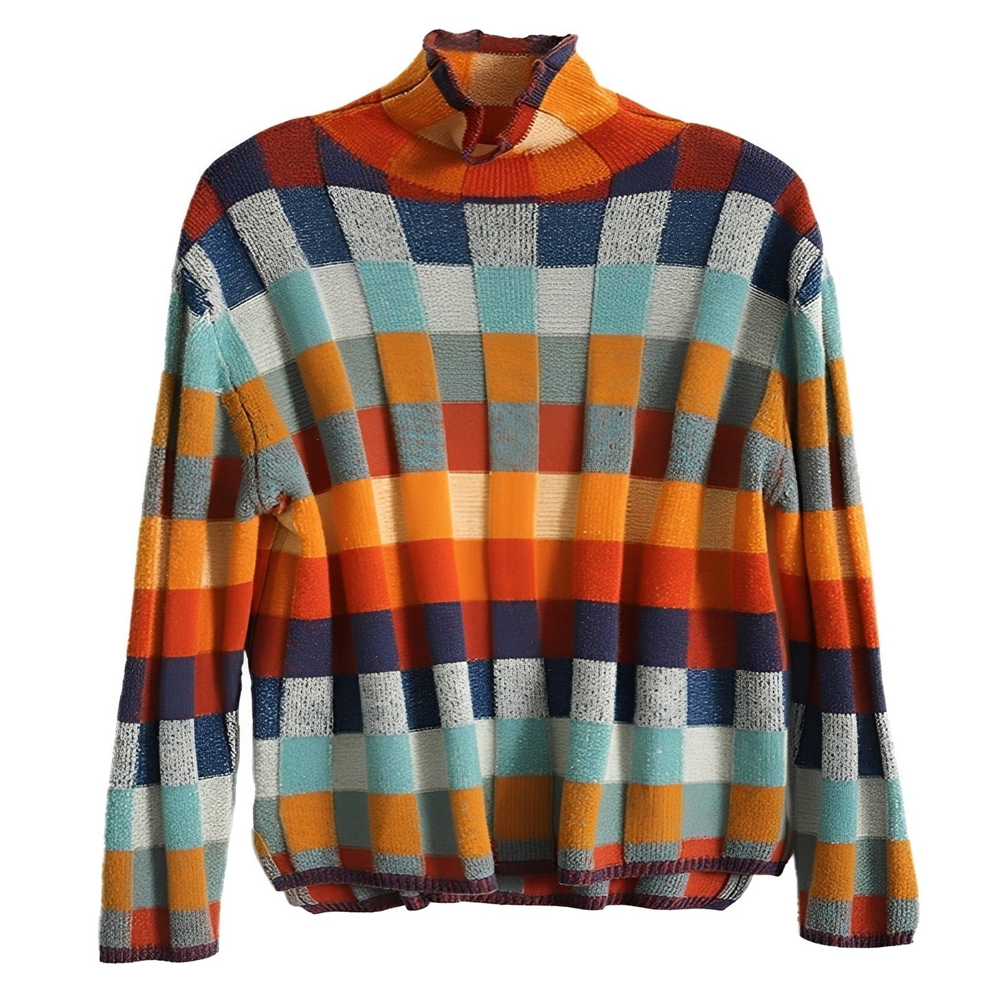 Becca - Moderní patchworkový rolákový svetr pro ženy