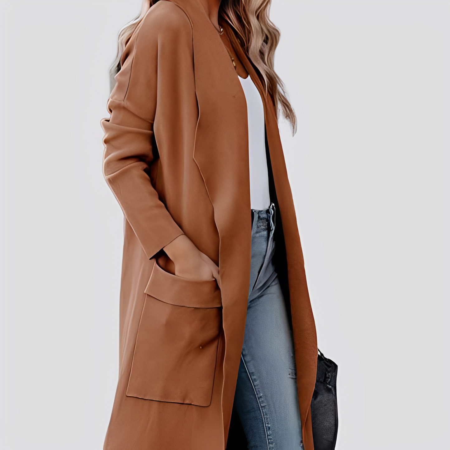 Chantal - Pohodlný dlouhý dámský svetr z tweedu