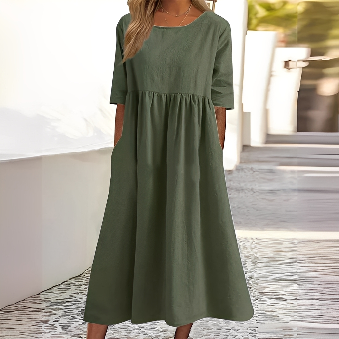 Sylvette - Dámské bavlněné šaty s kulatým výstřihem