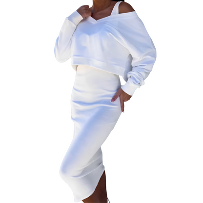 Tianna - Moderní set svetru a sukně pro ženy