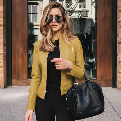 Lysiane - Stylový zimní kožený kabát pro ženy