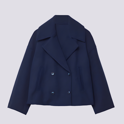 Bethney - Stylový krátký vlněný kabát s reverzním límcem pro ženy