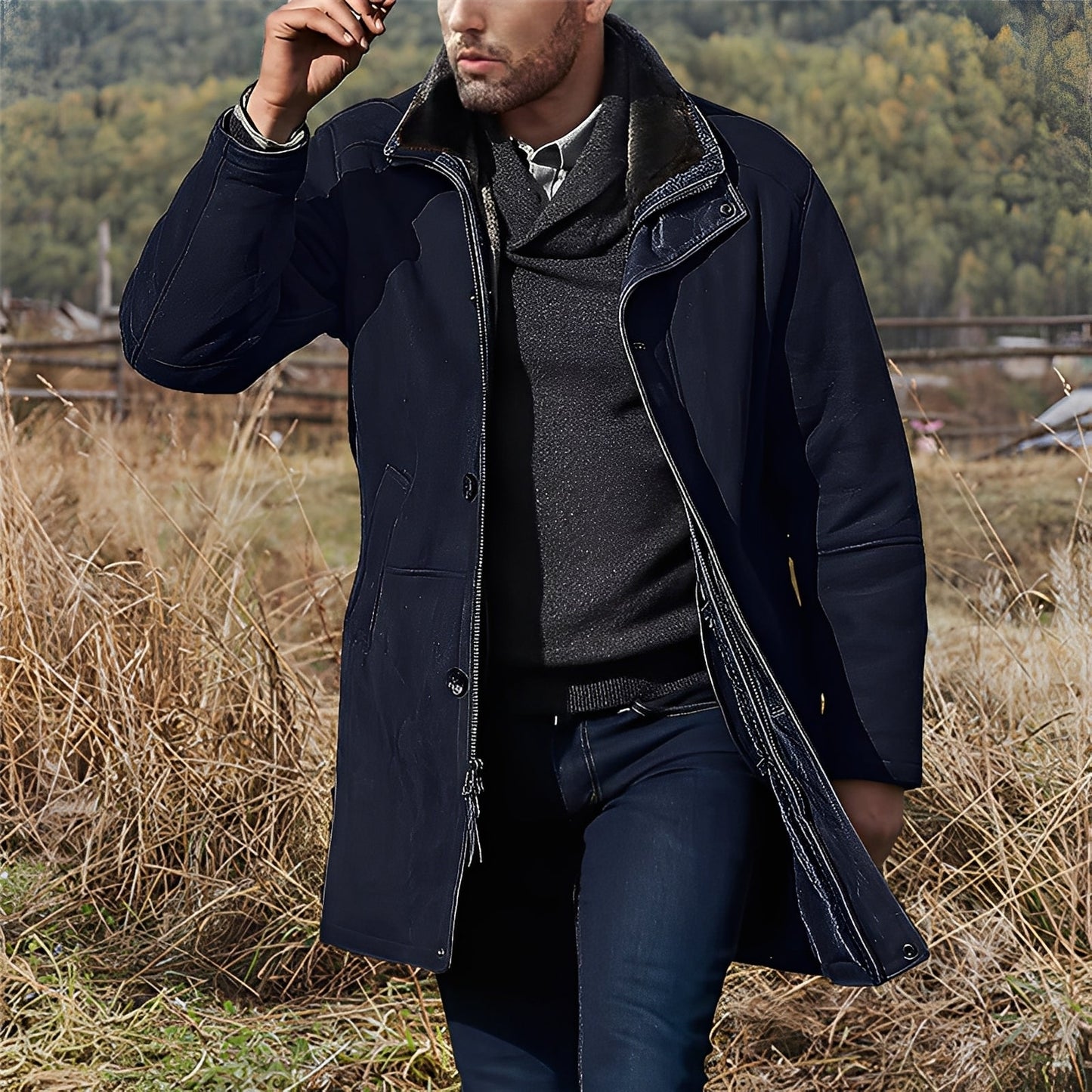 Eddie - Klasická semišová pánská bunda střední délky