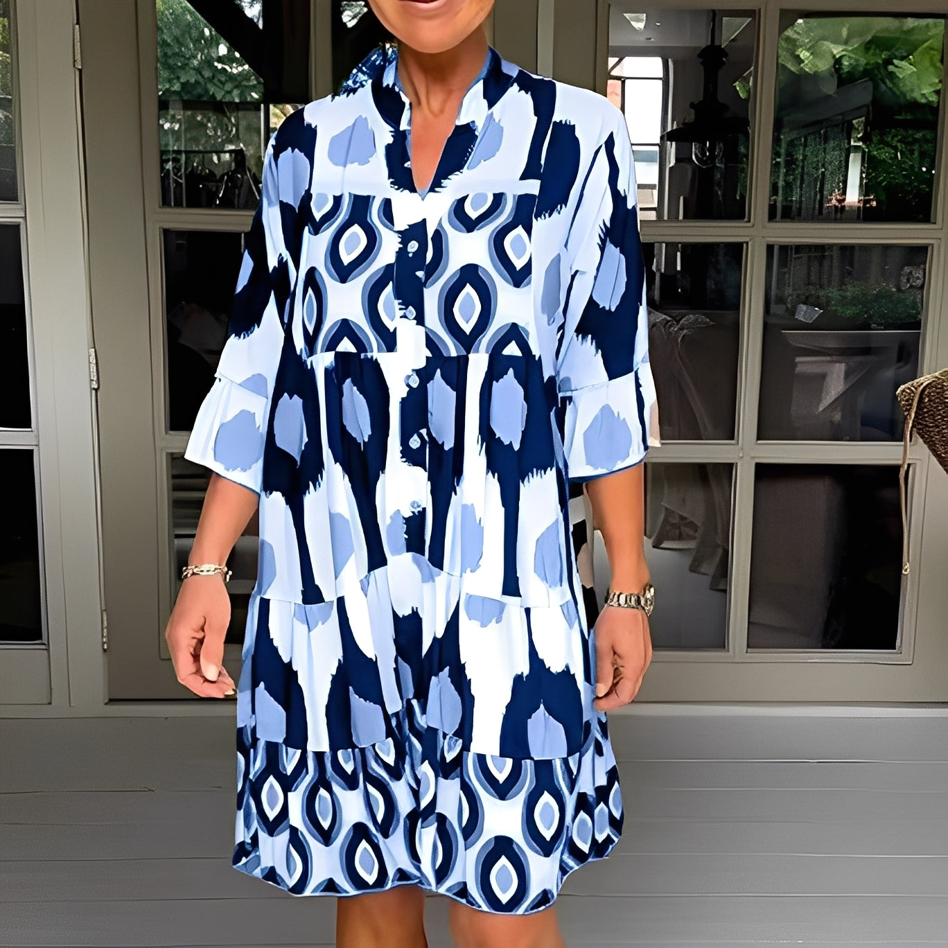 Floriane - Dámské volné šaty s potiskem