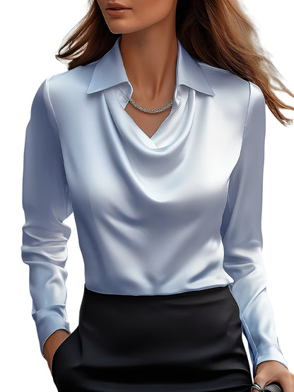 Dionne - Moderní dámská saténová košile s dlouhými rukávy