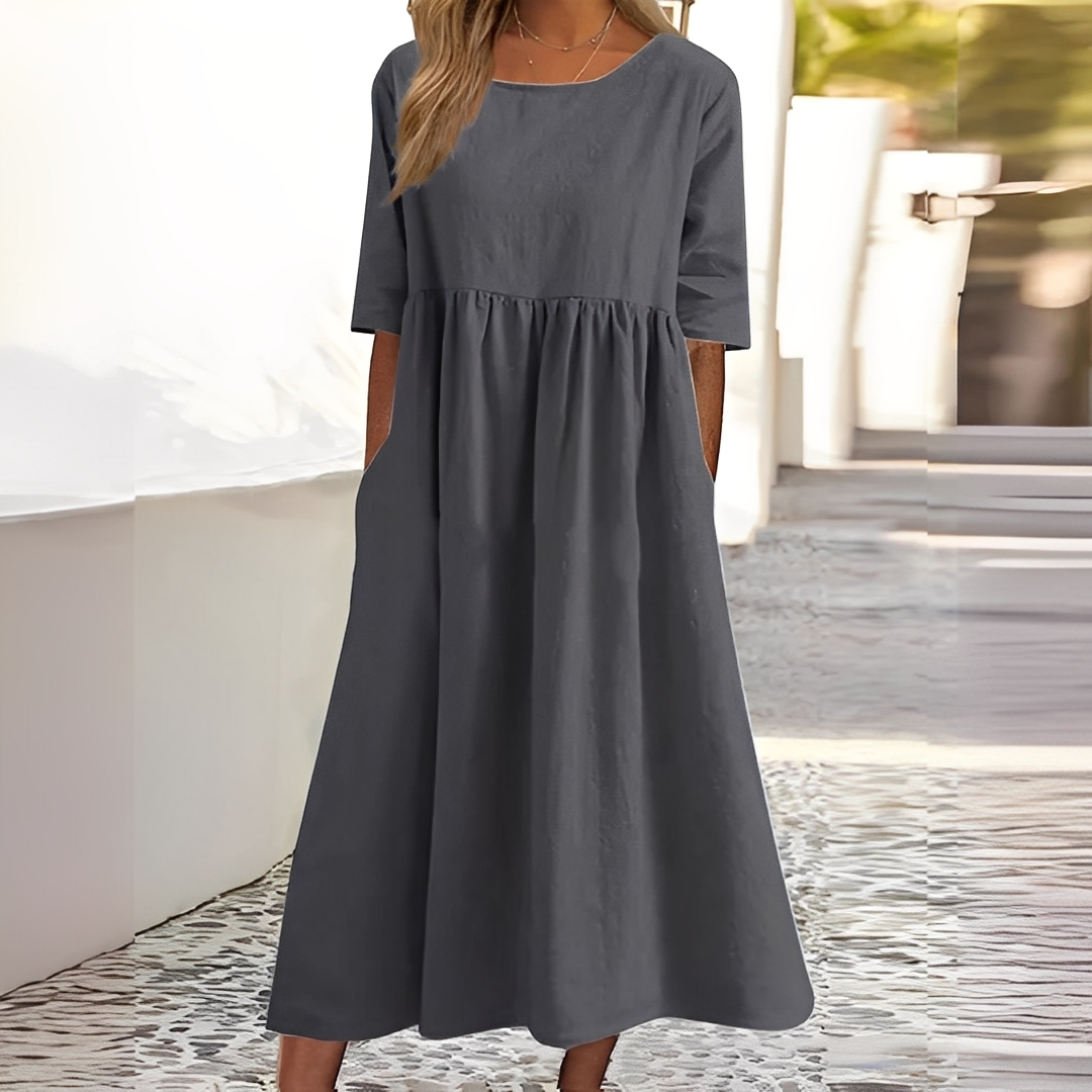 Sylvette - Dámské bavlněné šaty s kulatým výstřihem