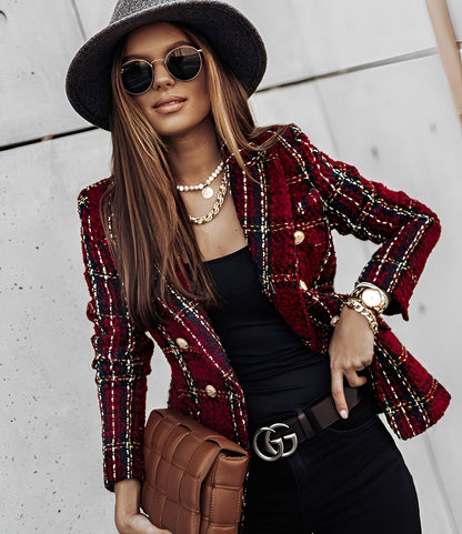 Cheri - Moderní, těsné sako s kostkovaným vzorem pro ženy