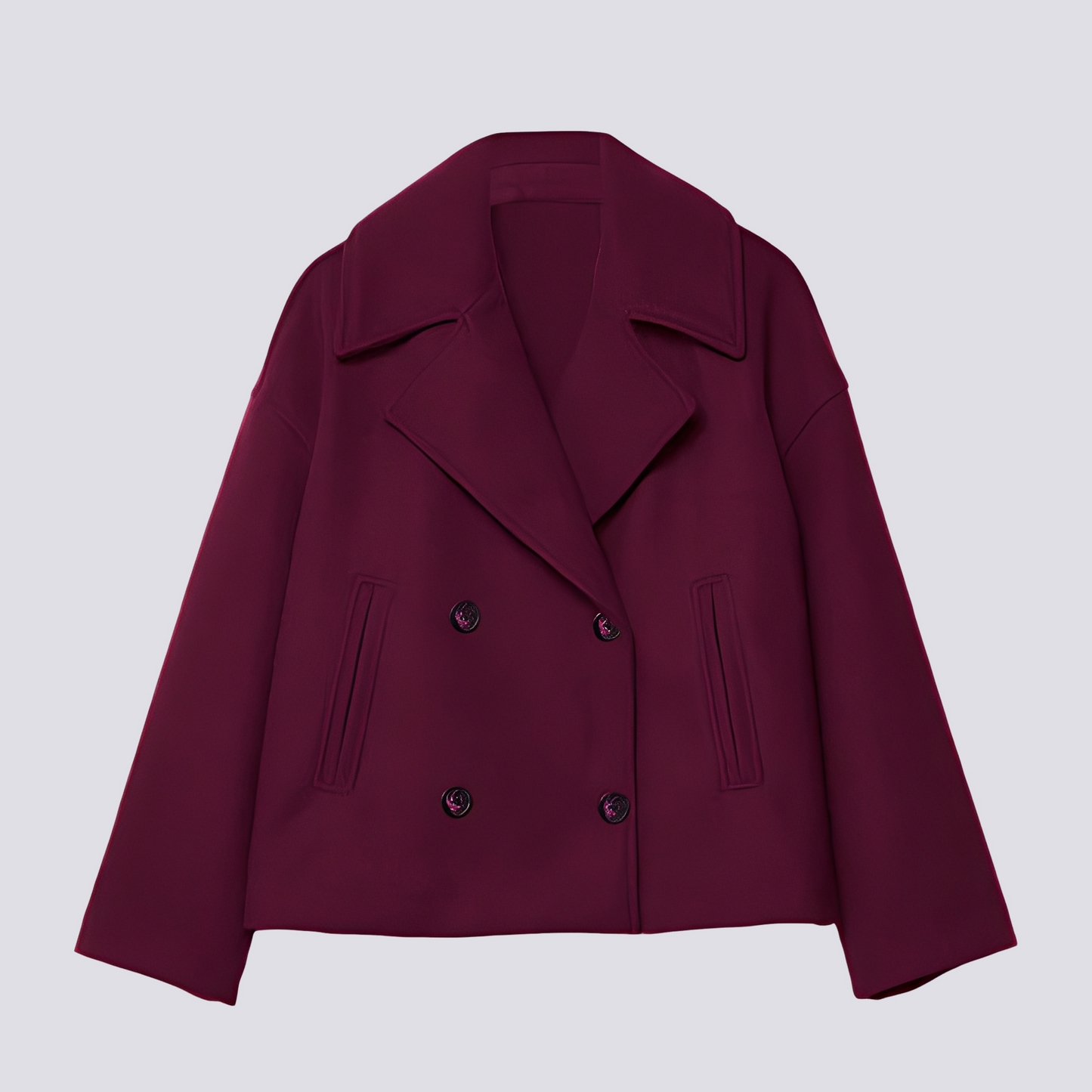 Bethney - Stylový krátký vlněný kabát s reverzním límcem pro ženy