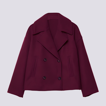 Bethney - Stylový krátký vlněný kabát s reverzním límcem pro ženy