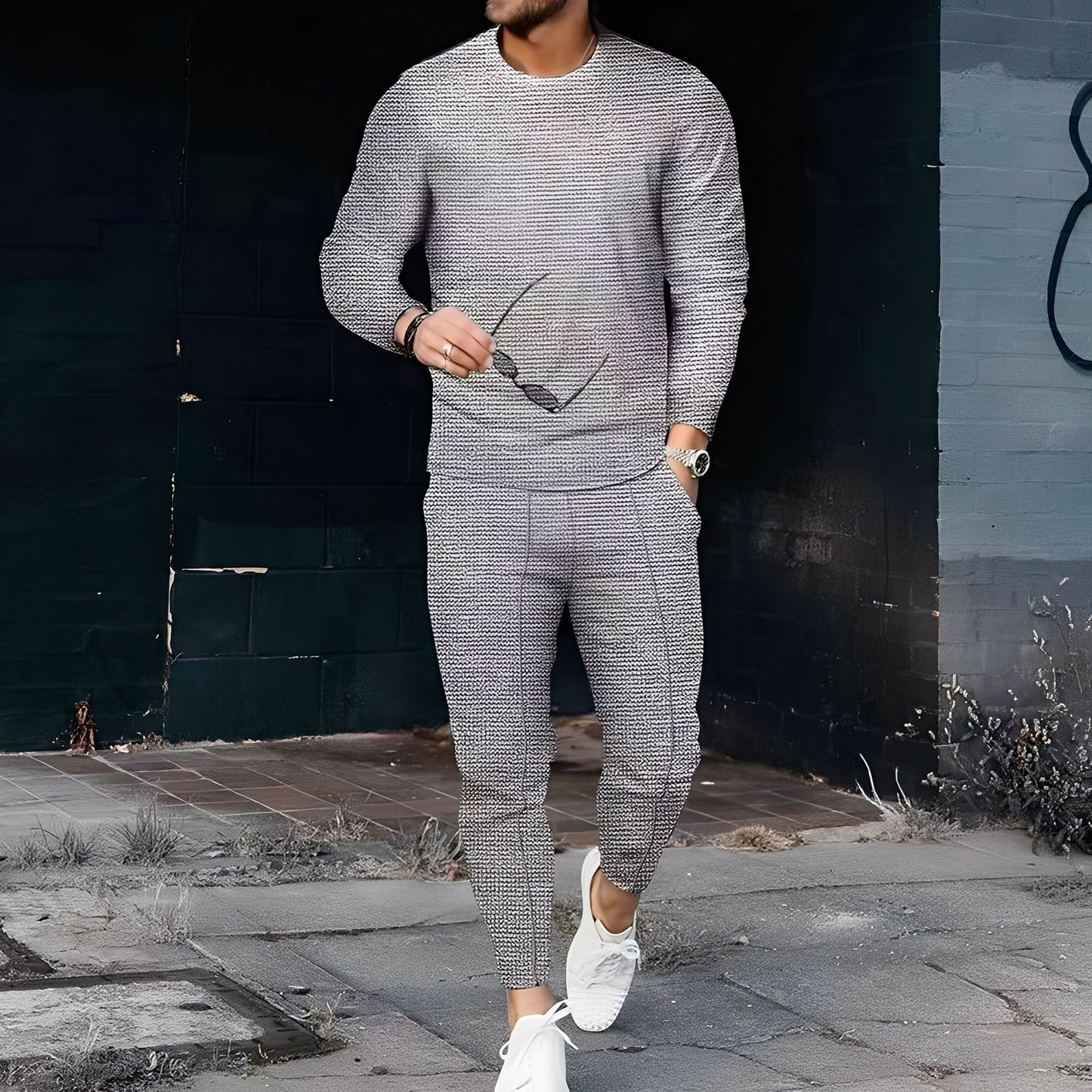 Dillan - Pánská slim-fit ležérní souprava z vaflové látky