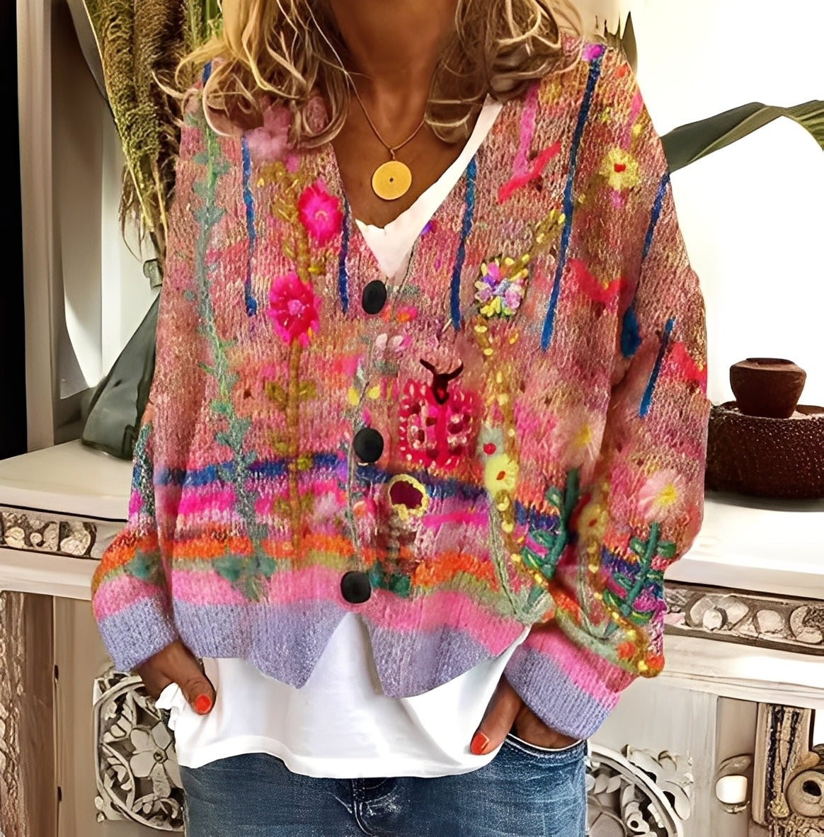 Daphné - Pohodlný a pestrý svetr pro ženy