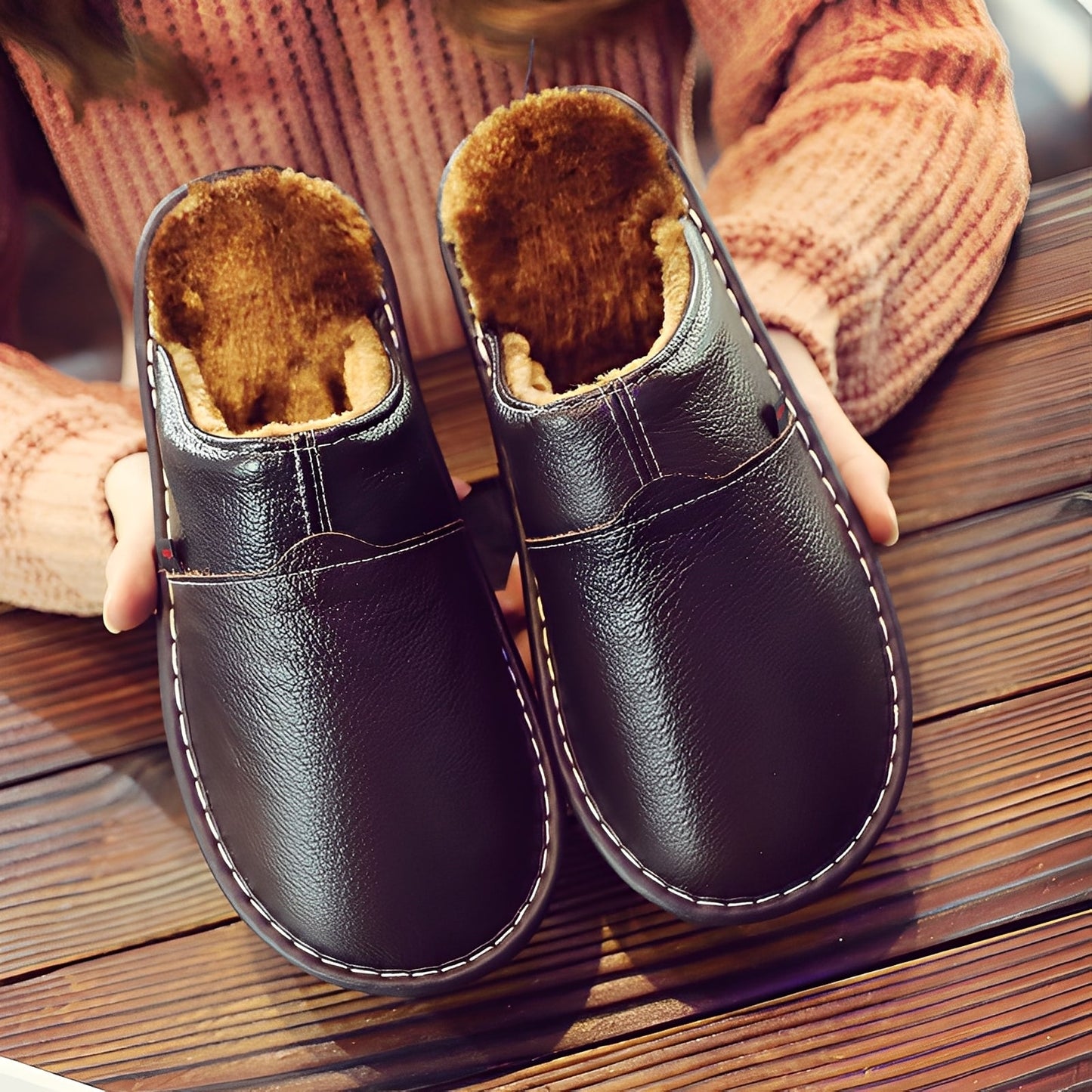 Jasper - Komfortní pánské pantofle s kožešinou