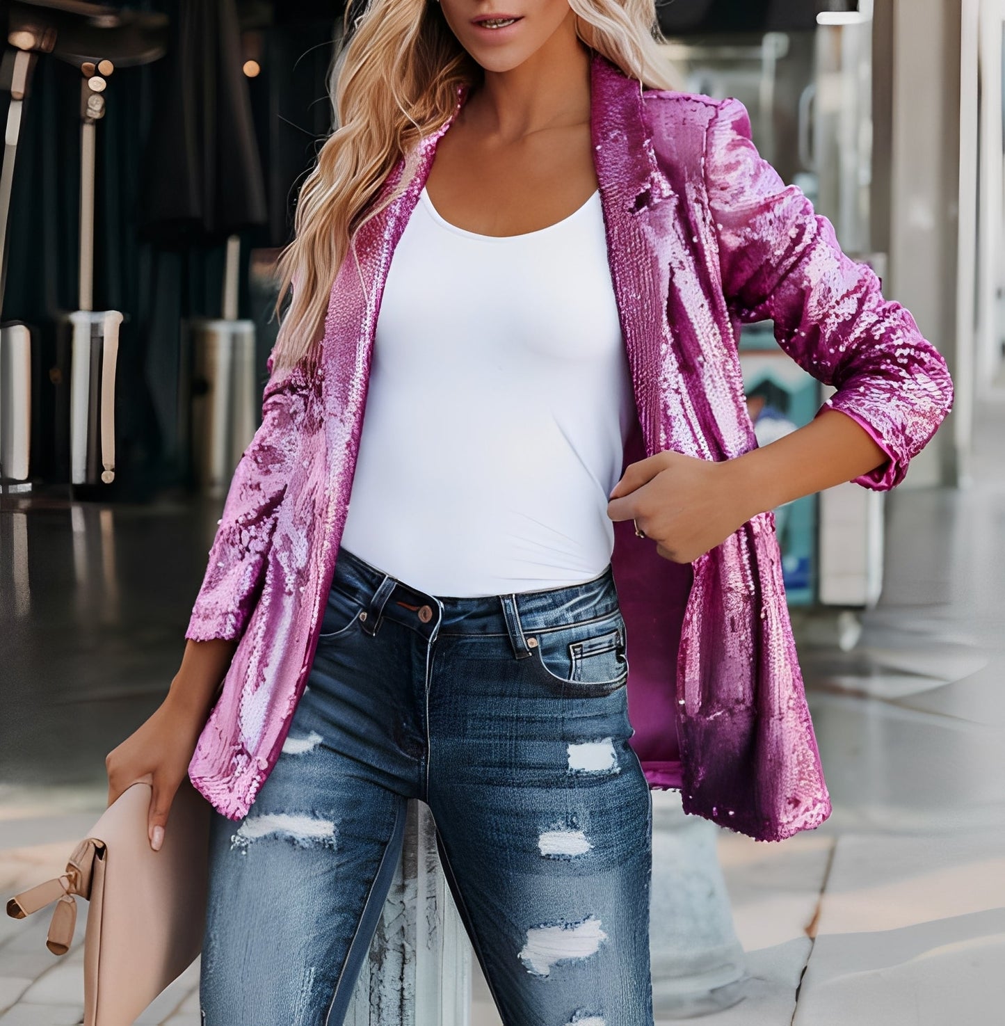 Abigaëlle - Dámské sako s lesklými klopami