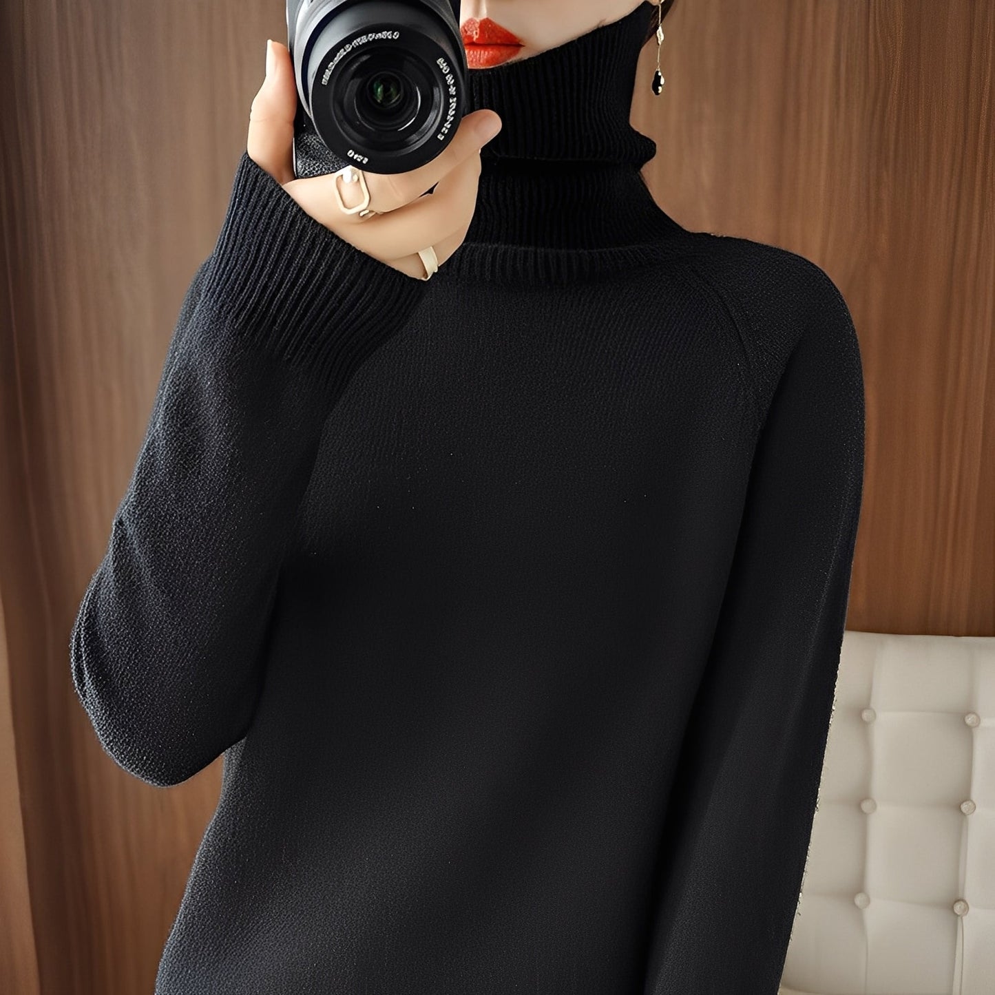 Kaycee - Moderní svetr s pleteným rolákem pro ženy