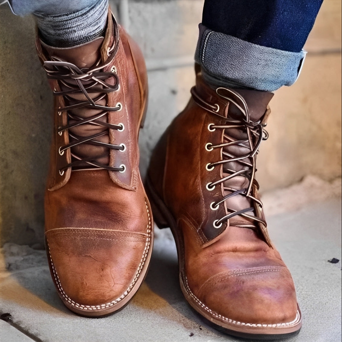 Kevin - Retro kožené boty pro muže