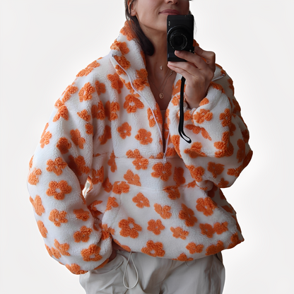 Elizabeth - Elegantní Sherpa svetr s květinovým vzorem pro dámy