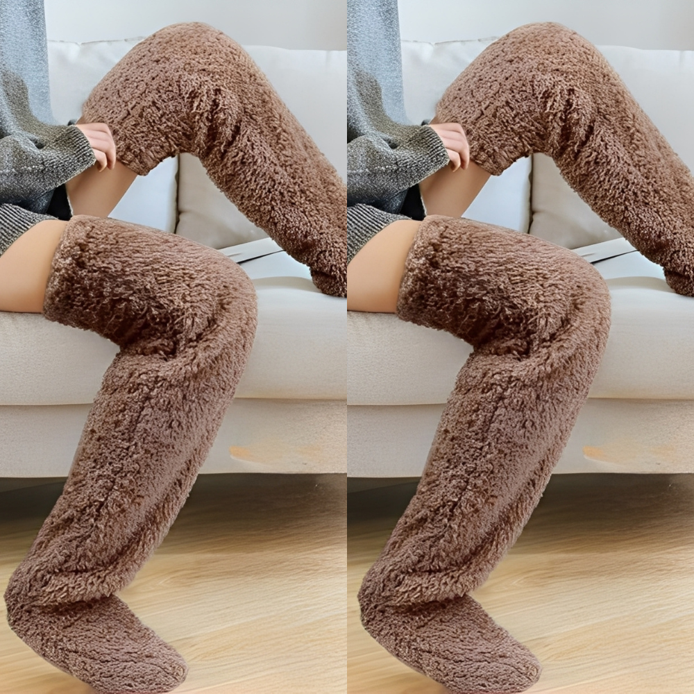 Camellia - Teplé, zimní nadkolenní ponožky pro ženy