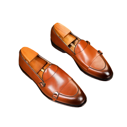 Bryan - Formální pánské kožené mokasíny s dvojitou sponou