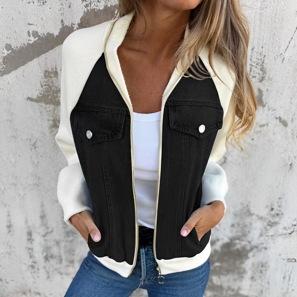 Libby - Dámská džínová bunda s raglánovými rukávy pro pohodlí